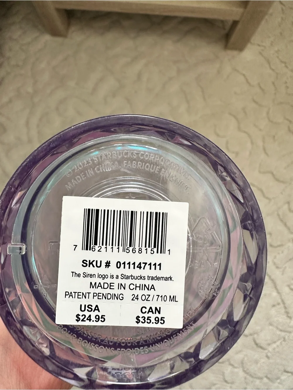 Starbucks Iridescent Purple Diamond-Textured Tumbler with Holographic Sheen